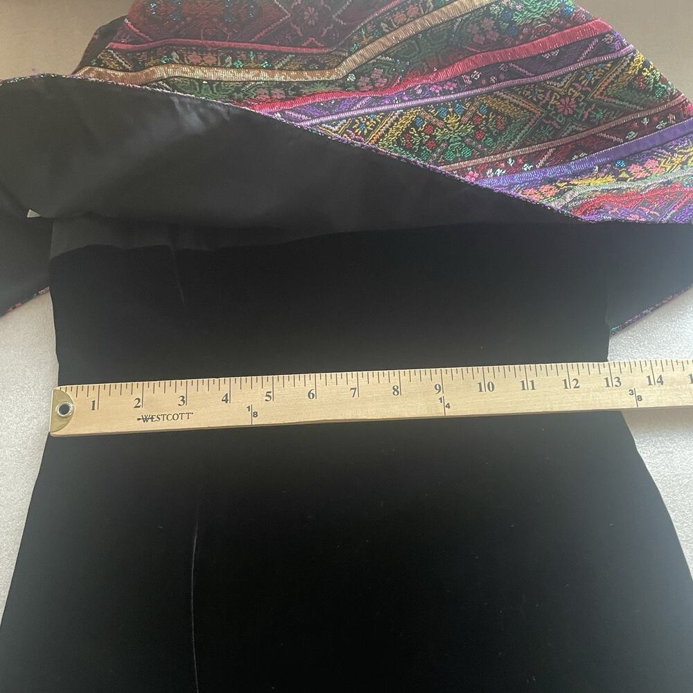 Vintage 90s‎ Rimini Dress Women 4 Black Velvet Multicolor Geometric Sleeveless - Picture 9 of 9
